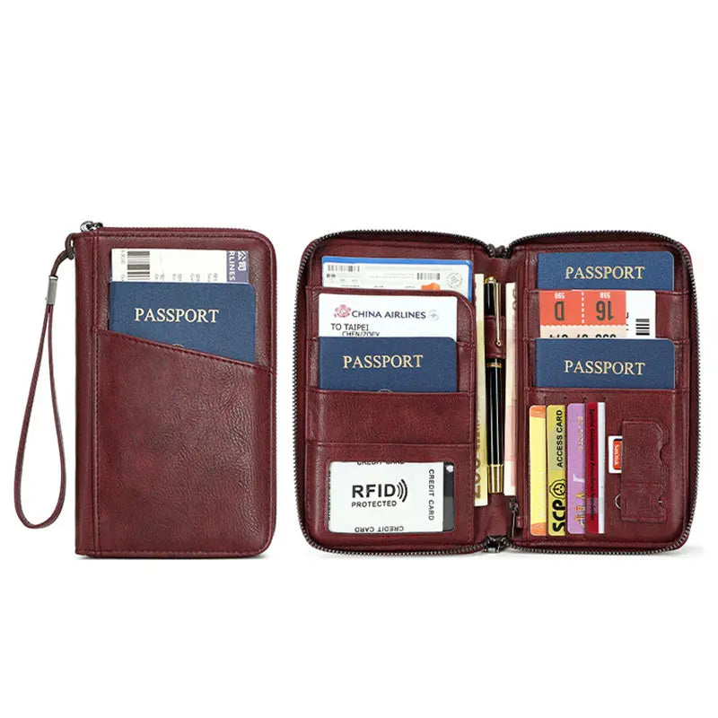 PU Leather Passport Wallet – RFID Blocking Storage Bag