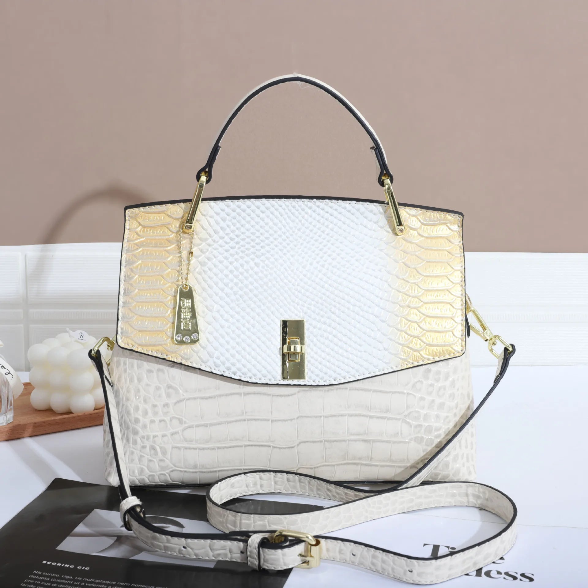 Luxury Patent PU Leather Crocodile Tote