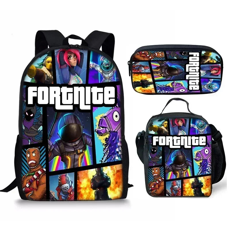Fortnite Backpack 3PCS Set for Kids - Cool School Bag & Pencil Case