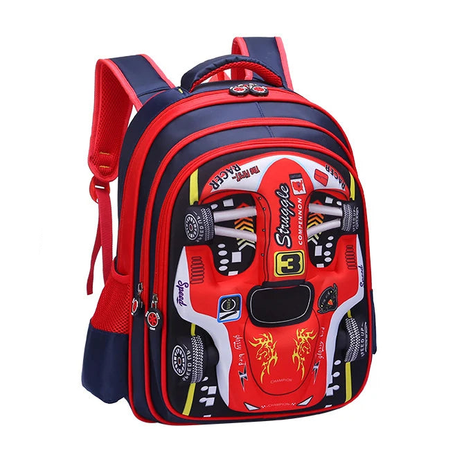 3D Car Design Waterproof Backpack for Preschool & Primary Kids