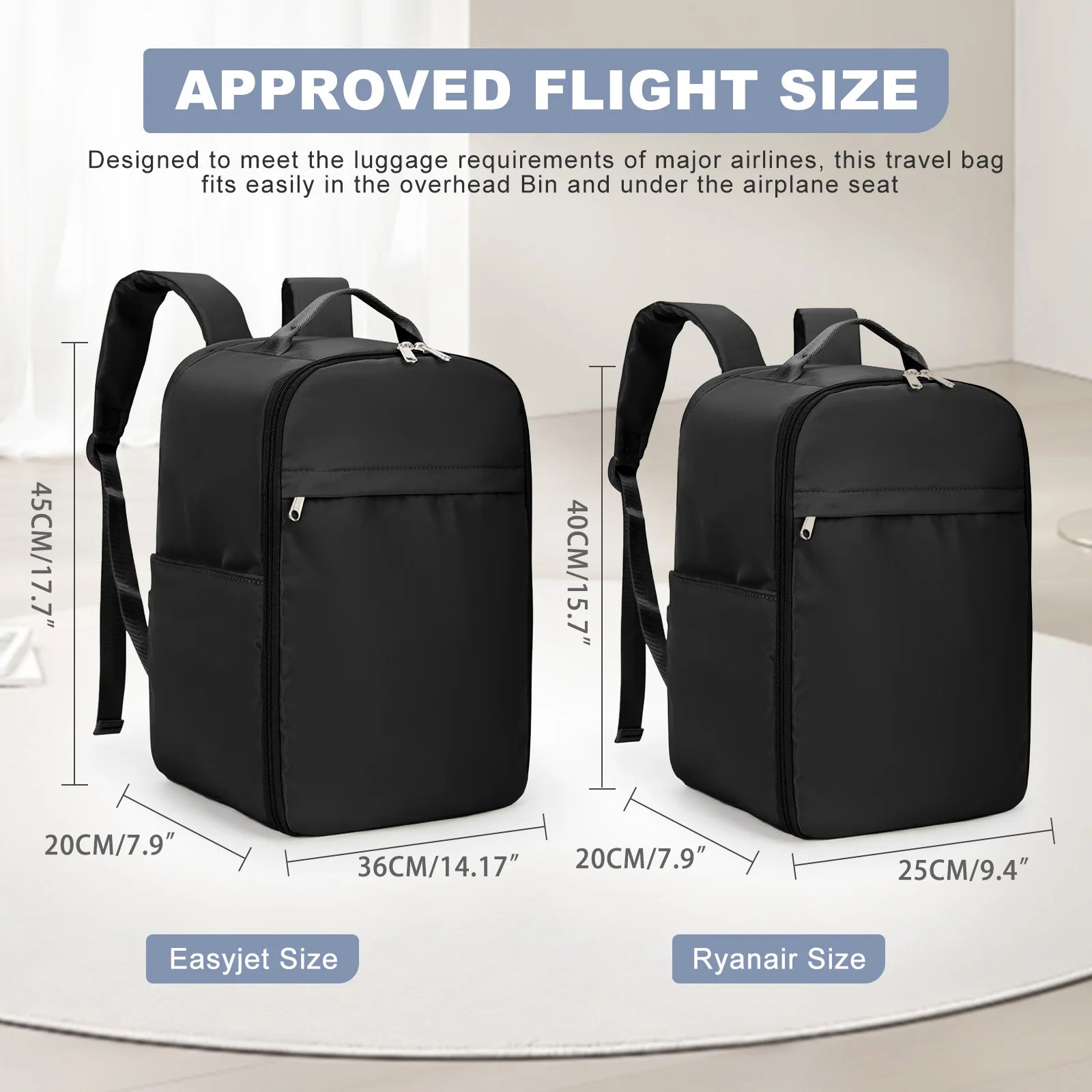 40x20x25 Personal Item Bag - Ryanair Cabin Backpack with Laptop Compartment