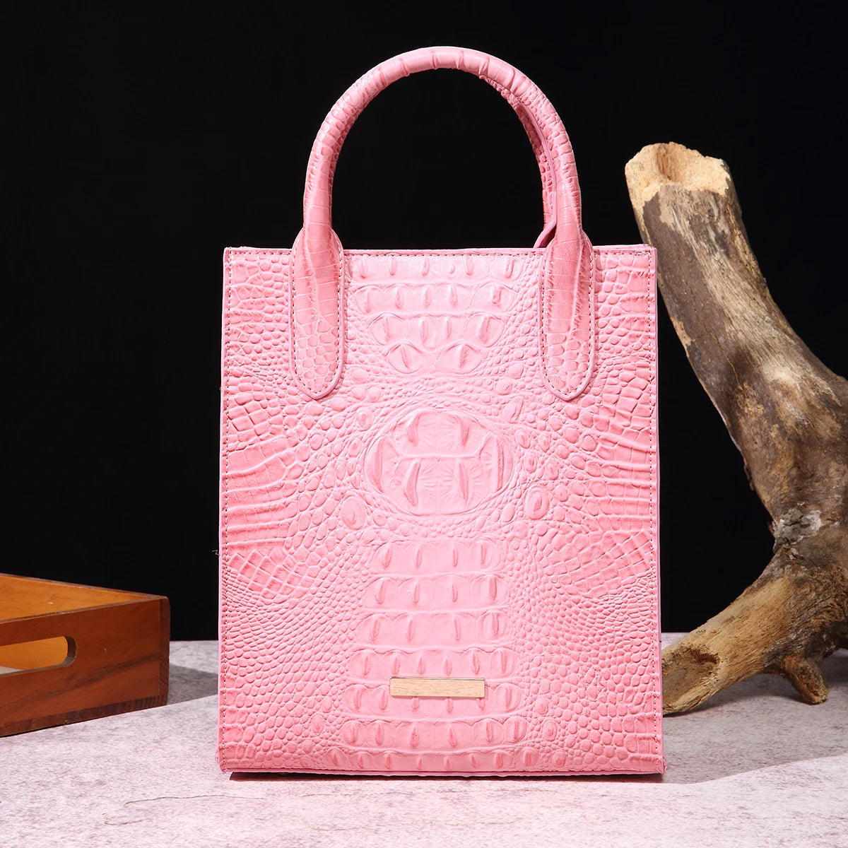 Vintage Crocodile Pattern Tote Bag – Luxury PU Leather Satchel