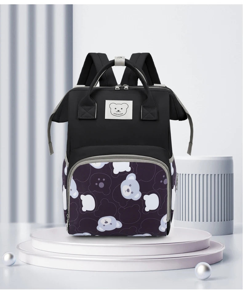 Baby Nappy Bag – Fashion Printed Bear Maternity Backpack for Moms