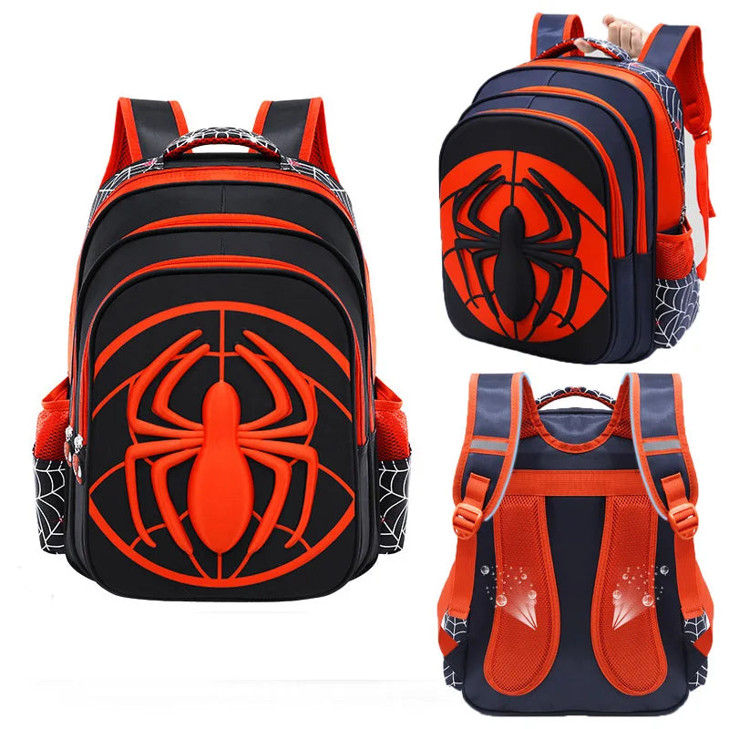 Kids Cartoon Spider Backpack - Durable Primary School Bag Set