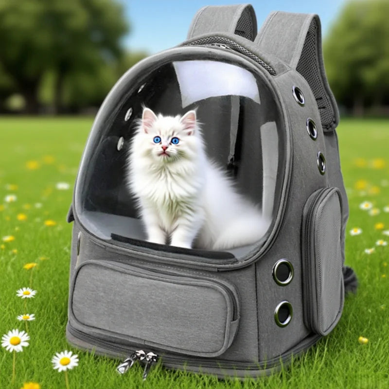 Stylish Pet Travel Bag – Transparent Shoulder Carrier for Cats