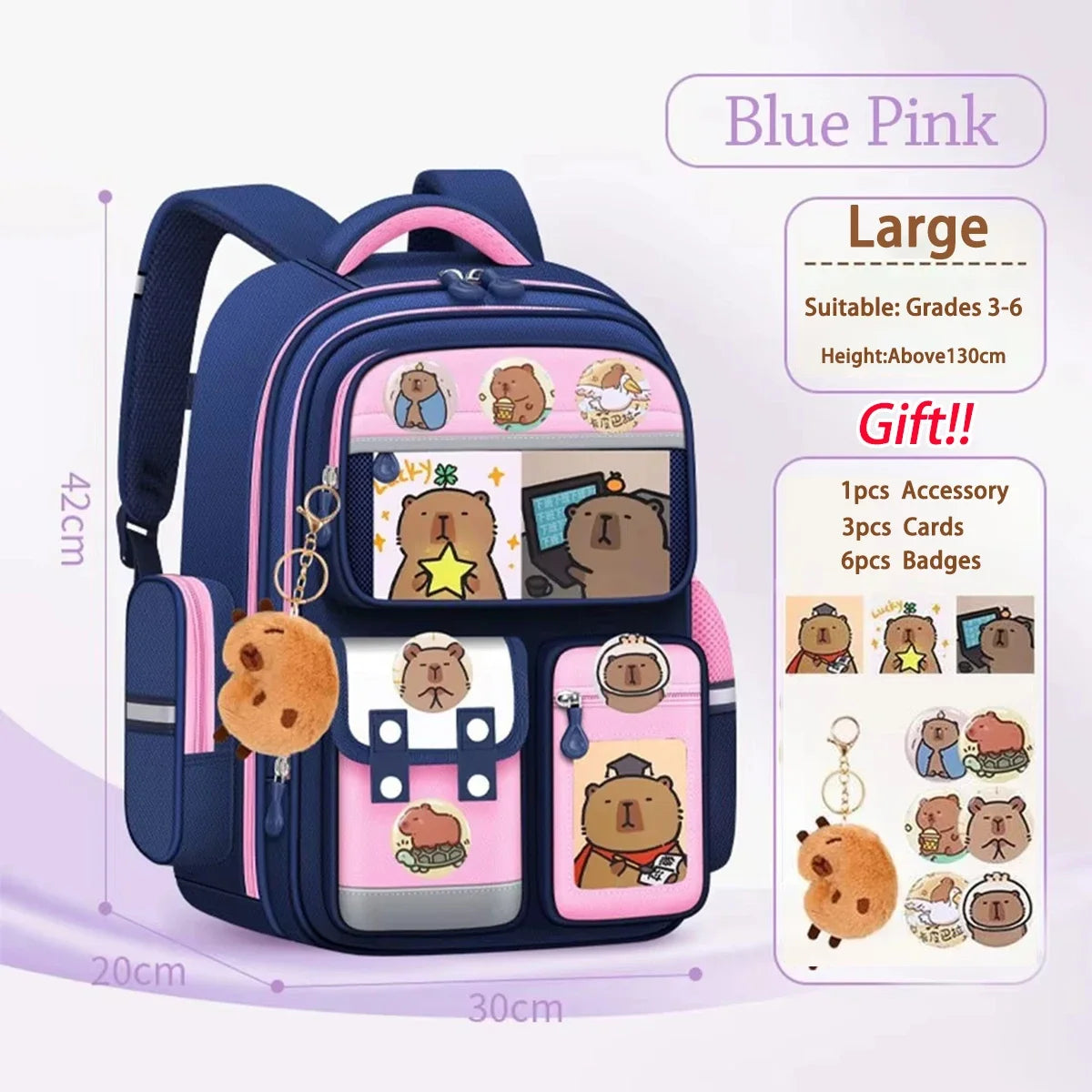 Capybara Cartoon Backpack – Large Capacity Waterproof Bag
