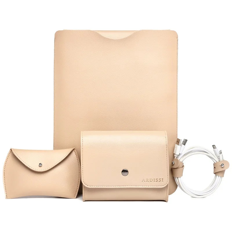 Vegan Leather Laptop Sleeve Case Set for MacBook Air/Pro M1 M2 13–16 Inch & iPad 11–12.9 Inch