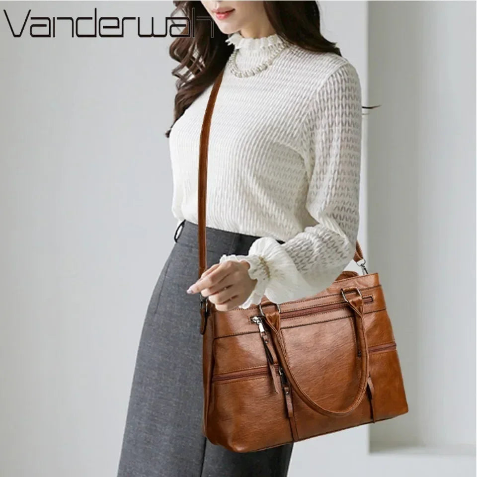 Stylish Leather Top-Handle Bag-Daily Use Handbag