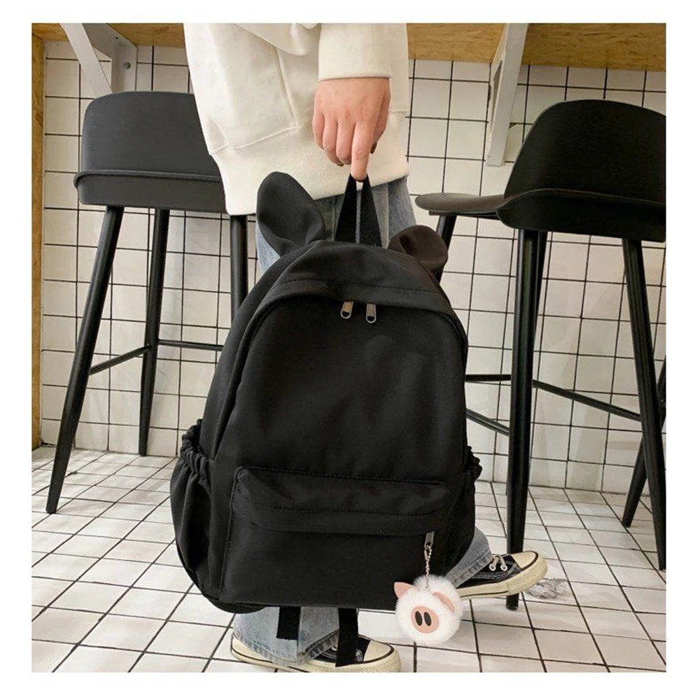 Stylish Nylon Rabbit Ear Backpack – Personalized Bag for Students