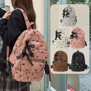 Corduroy Bow School bag  – Versatile Korean Style Backpack