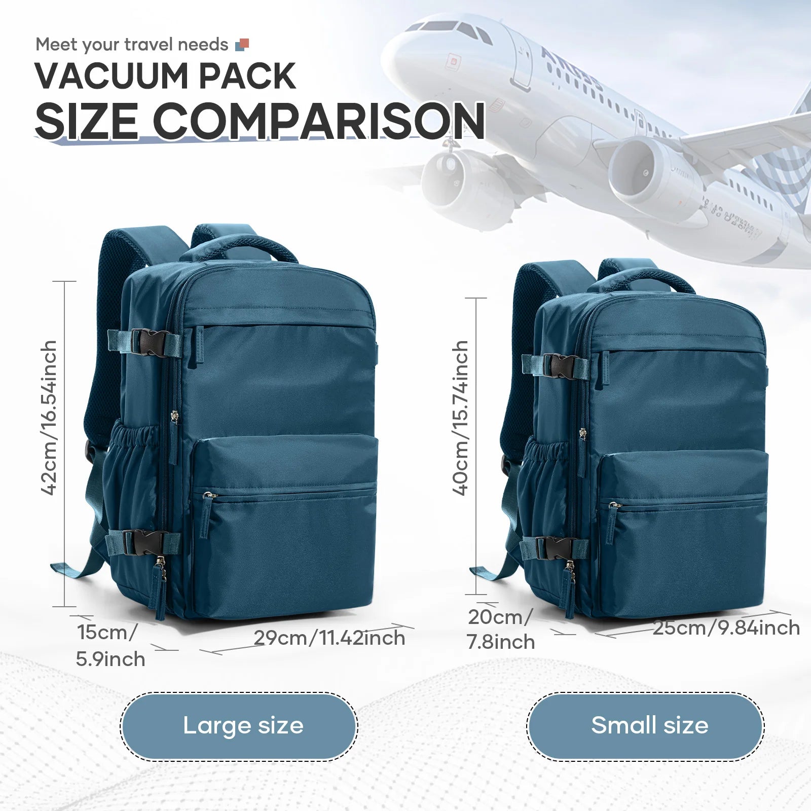 Ryanair 40x20x25 Cabin Backpack – Vacuum Compression Travel Laptop Backpack