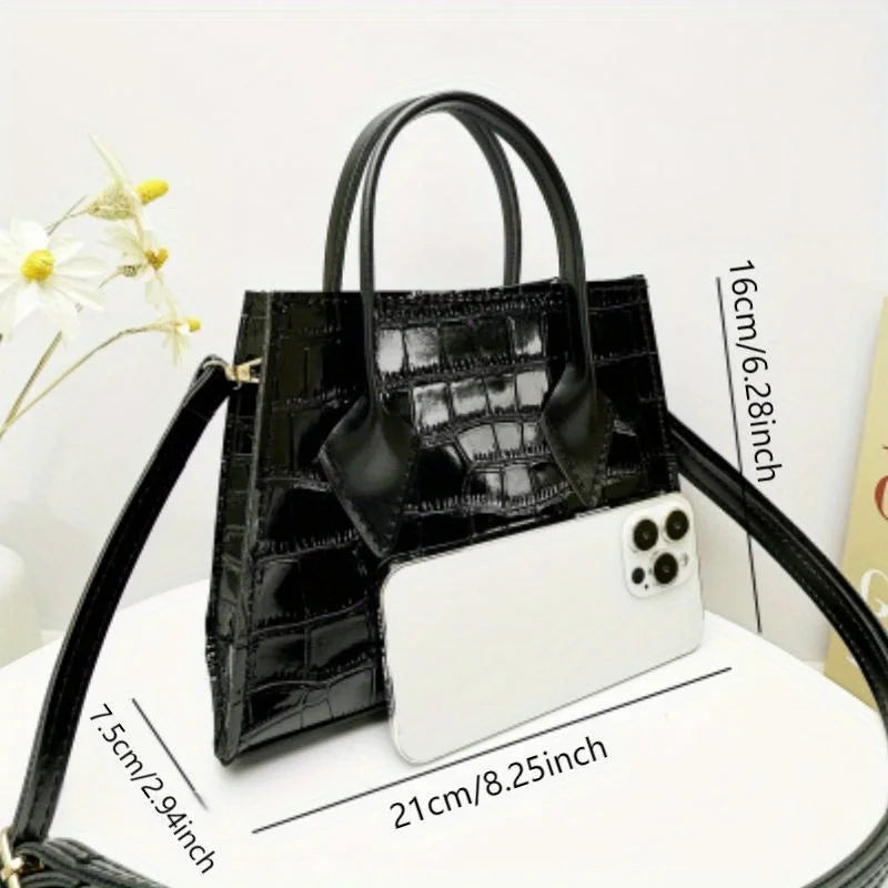 Simple Crocodile Pattern Handbag