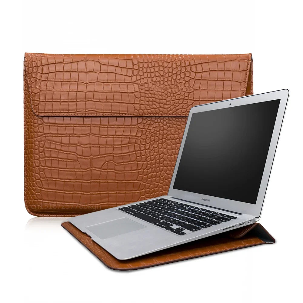 Luxury Leather Laptop Bag– Protective Sleeve for MacBook Air & Pro 13–16 Inch