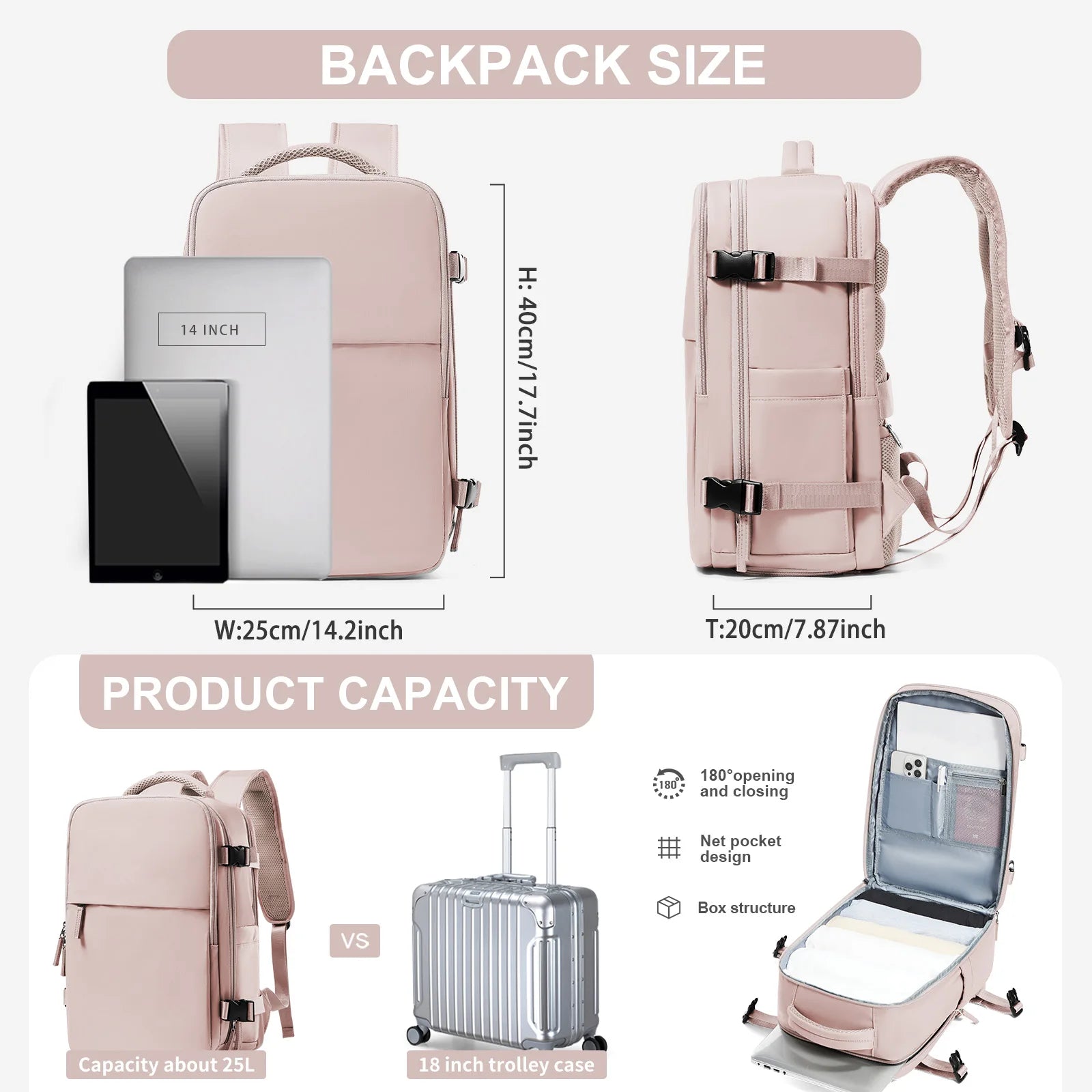 Stylish Cabin Backpack – 40x20x25 Ryanair Cabin Bag