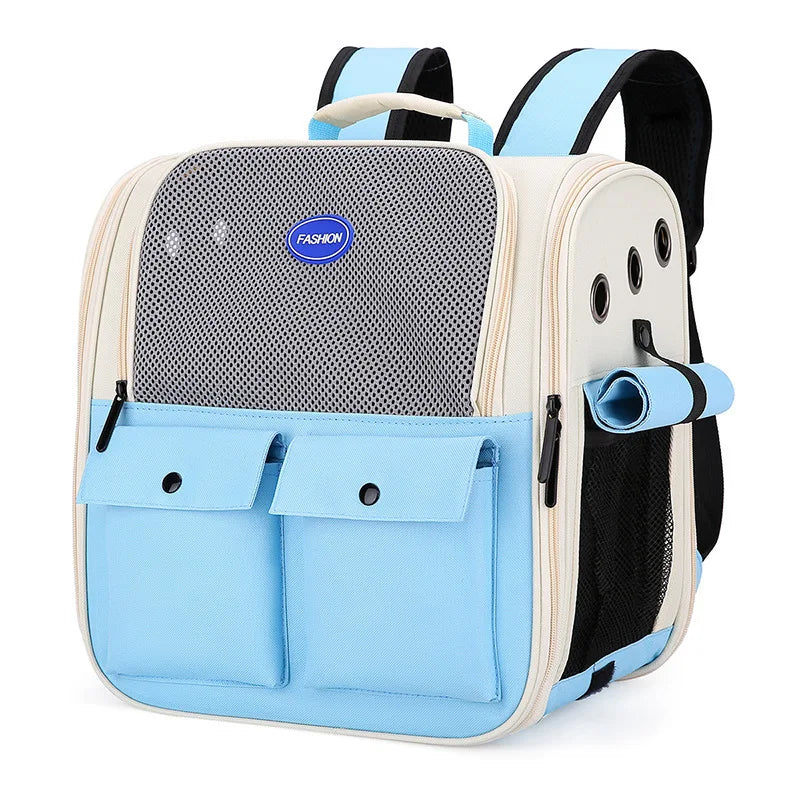 Large Capacity Cat Carrier Backpack – Foldable Pet Travel Bag with Ventilation & Adjustable Straps