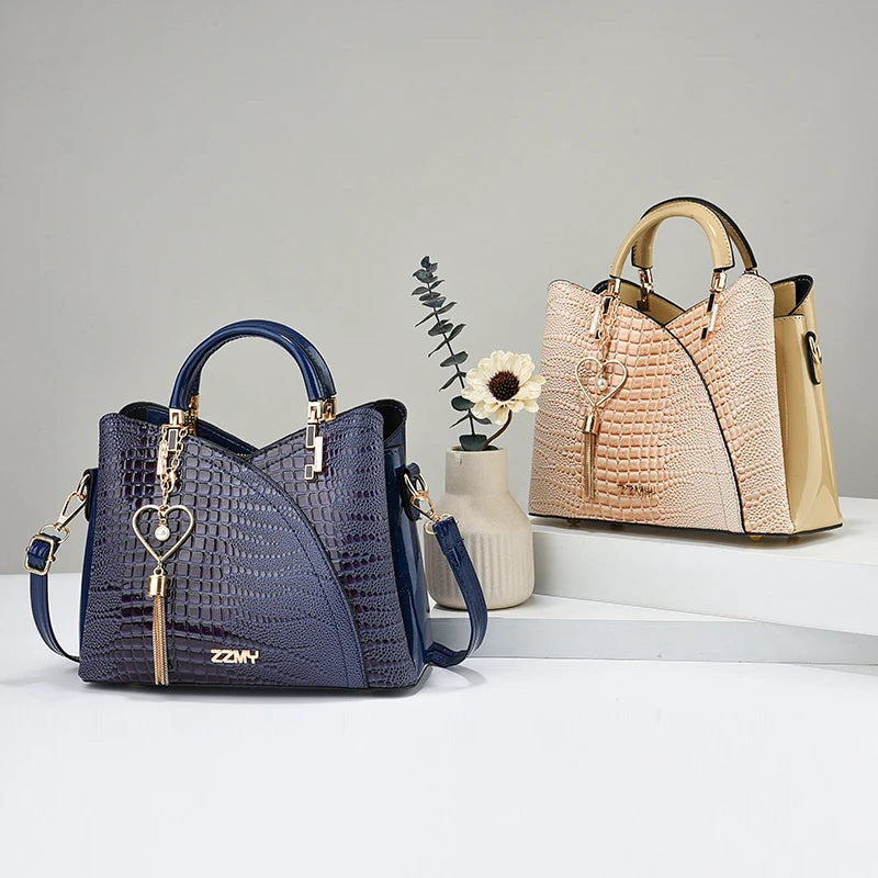 Versatile Casual Shoulder Bag-Crocodile Embossed PU Leather