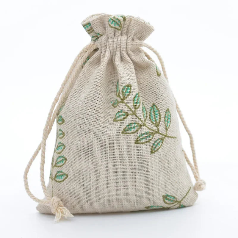 Multi-Colored Cotton Linen Drawstring Bag