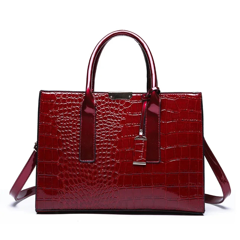 Large Capacity Crocodile Pattern – Luxury PU Leather Handbag