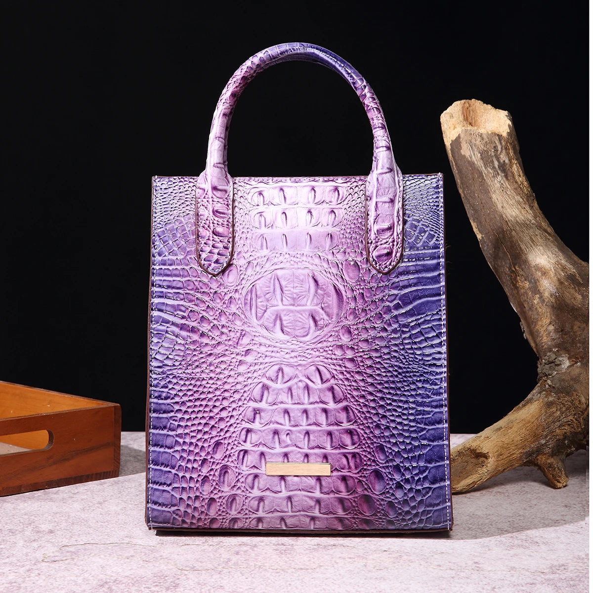Vintage Crocodile Pattern Tote Bag – Luxury PU Leather Satchel