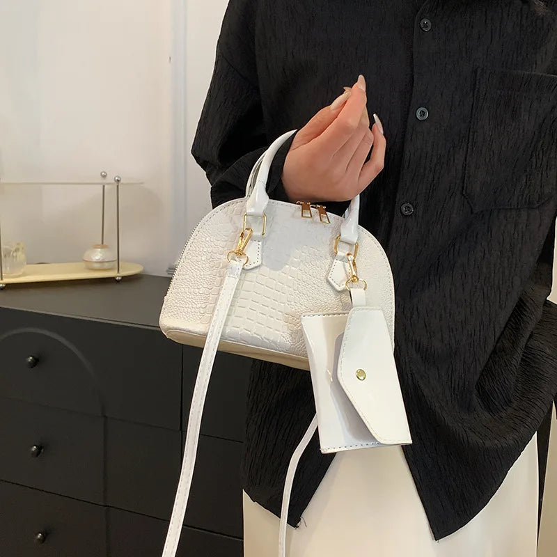 Crocodile Pattern PU Leather Handbag – Vintage Crossbody Shoulder Bag