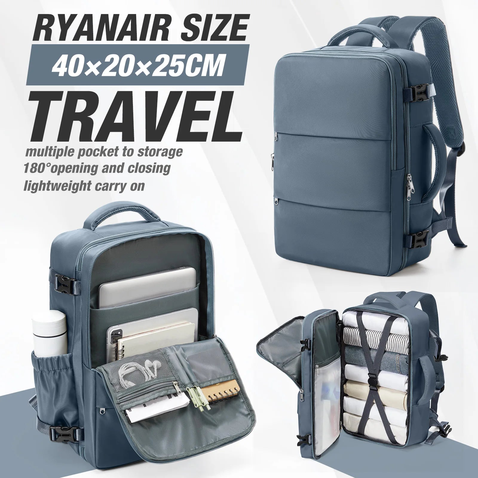 Business Travel Backpack 40x30x20 – 15.6” Cabin Bag for Ryanair & Wizz Air