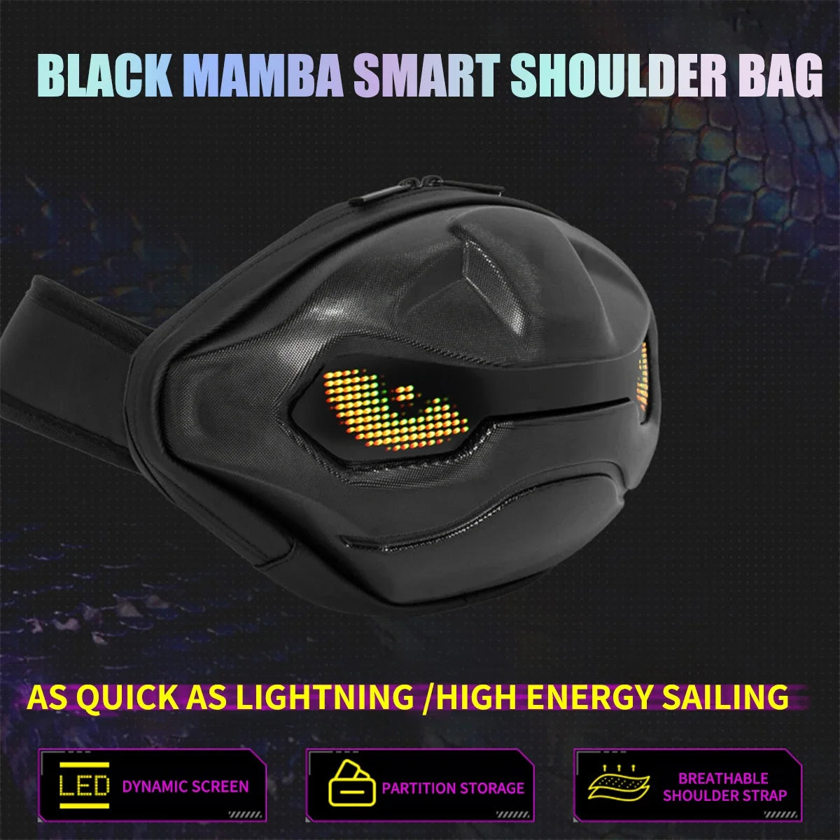Cool LED Side Bag – Dynamic Display Shoulder Bag Motorcycle Riding