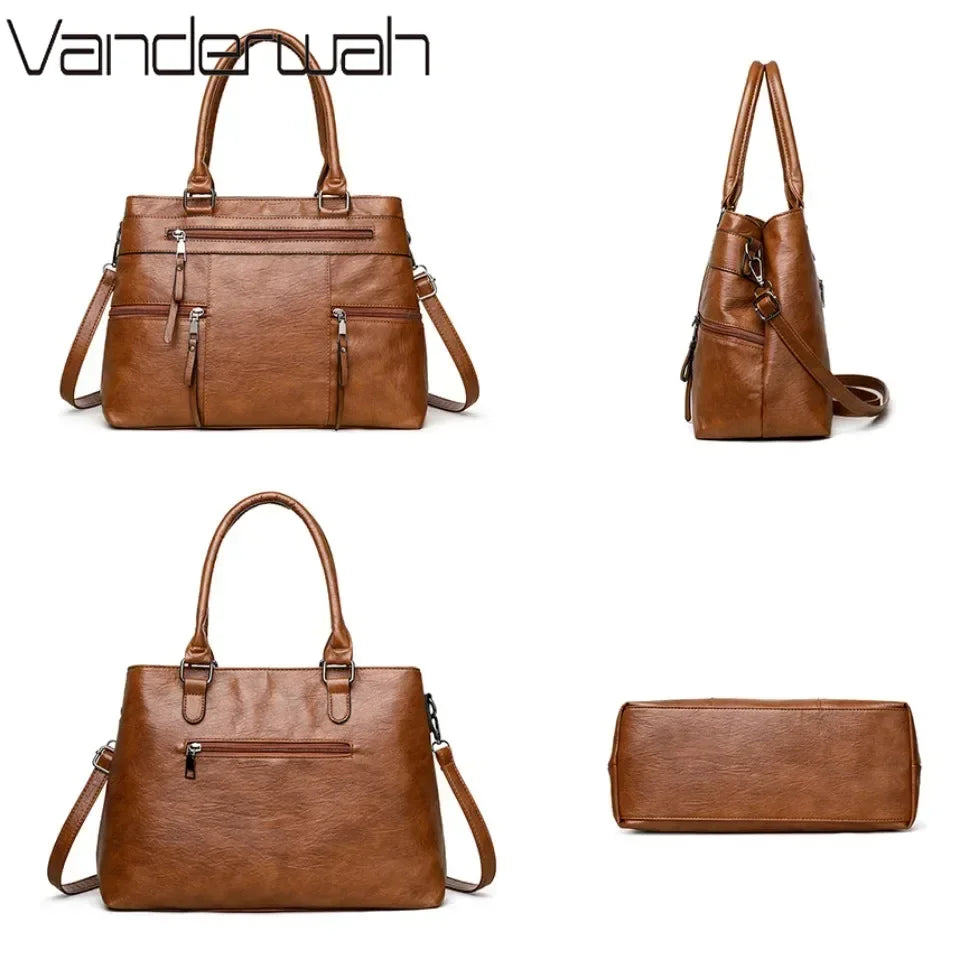 Stylish Leather Top-Handle Bag-Daily Use Handbag