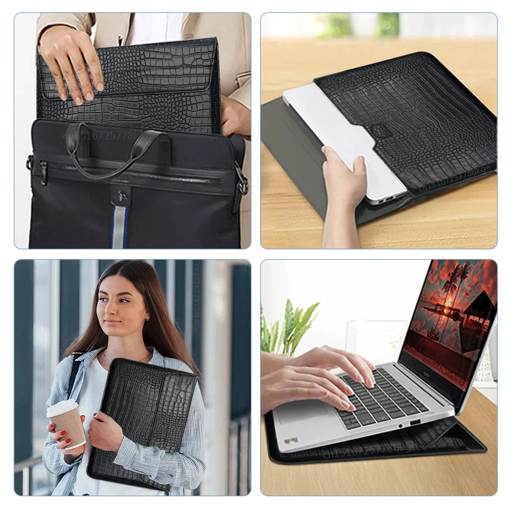 Luxury Leather Laptop Bag– Protective Sleeve for MacBook Air & Pro 13–16 Inch