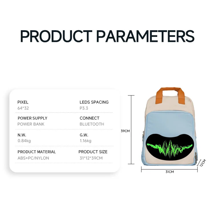 LED Display Smart Backpack – DIY Multimedia Fashion School & Travel Bag