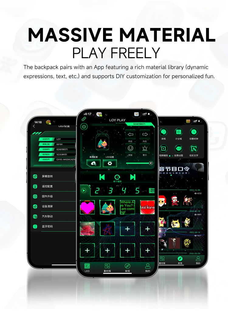 Smart LED Backpack for Women – DIY Luminous Shoulder Bag