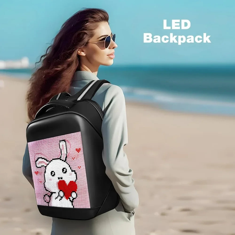 Programmable LED Backpack with Bluetooth – Waterproof Large Capacity Bag