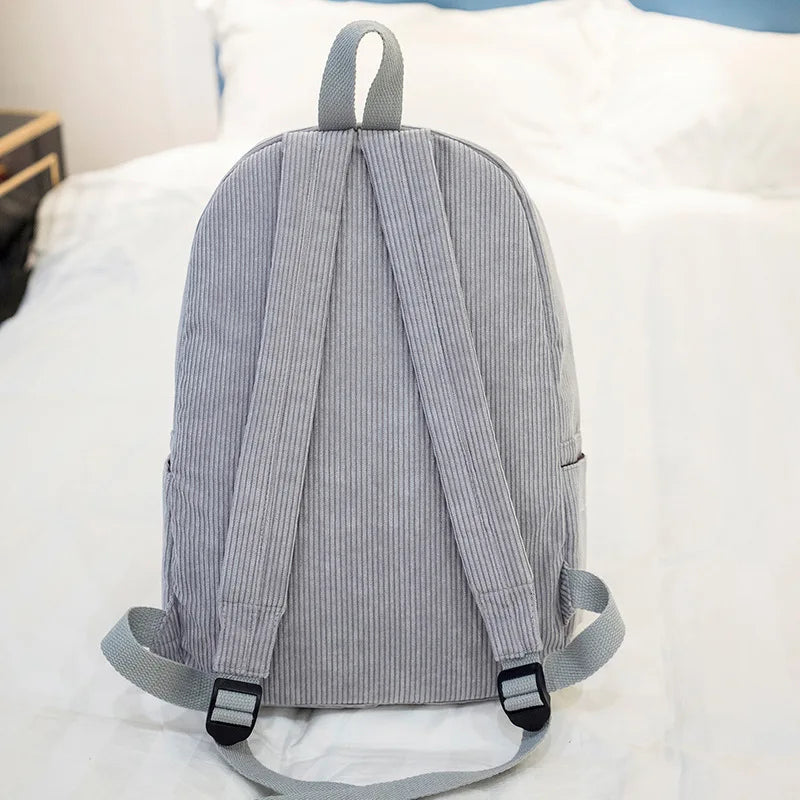 Soft Corduroy Fabric – Personalized Kids School Bag with Embroidery