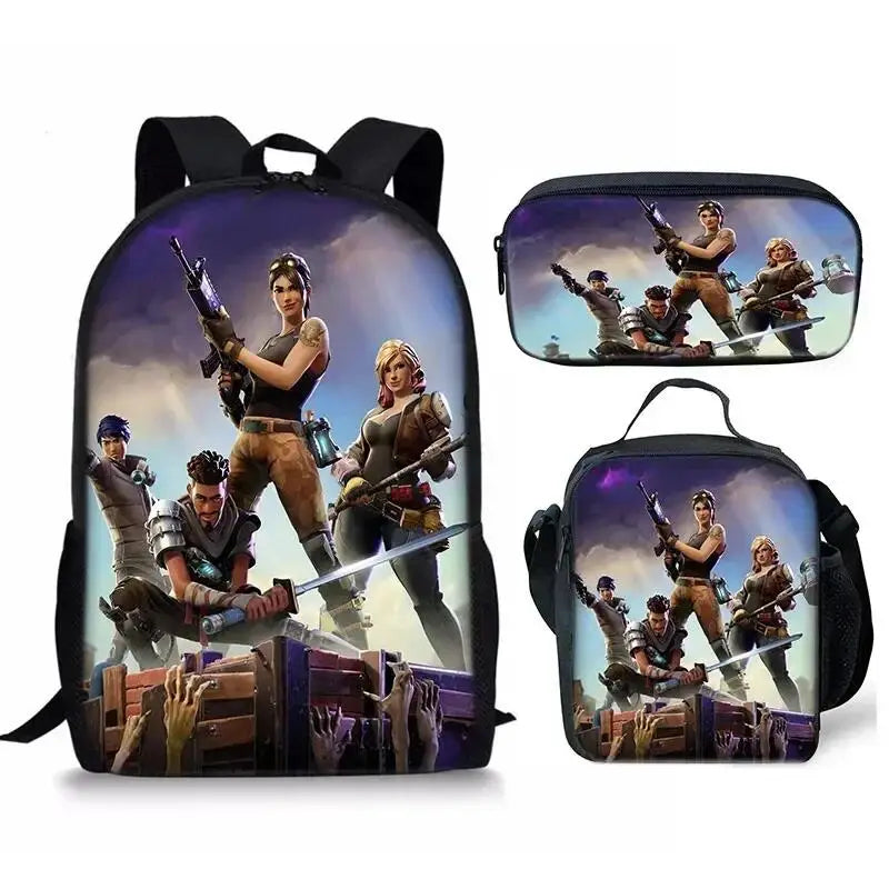 Fortnite Backpack 3PCS Set for Kids - Cool School Bag & Pencil Case