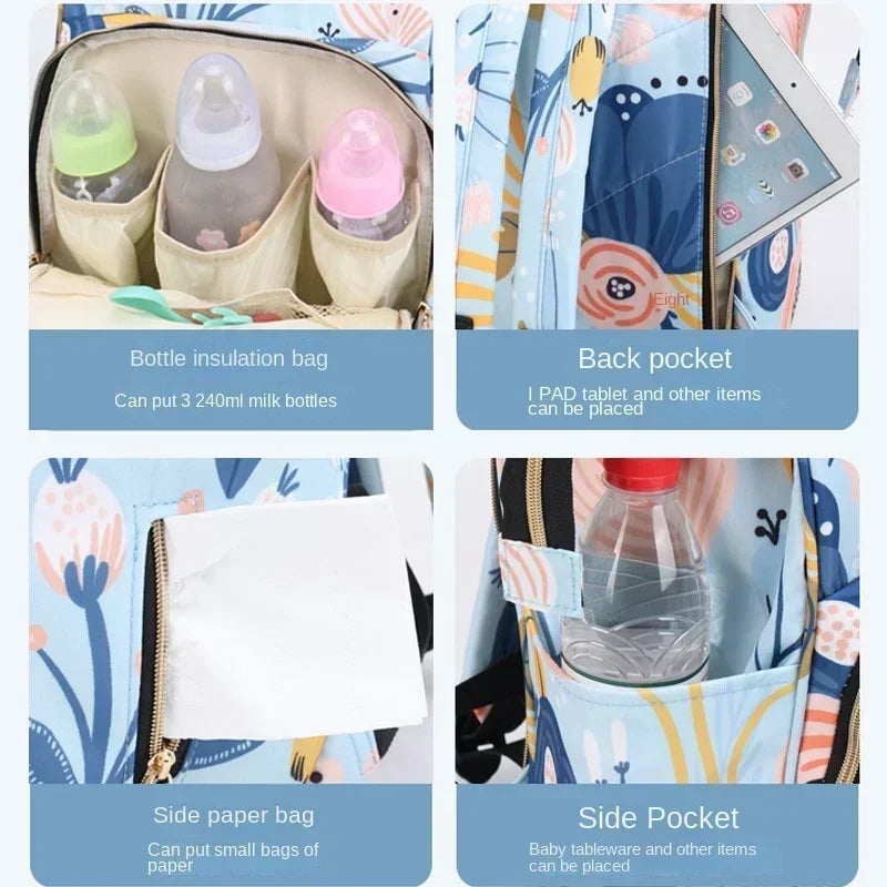 Fashion Print Nappy Backpack – Large Capacity Multi-Function Diaper Bag