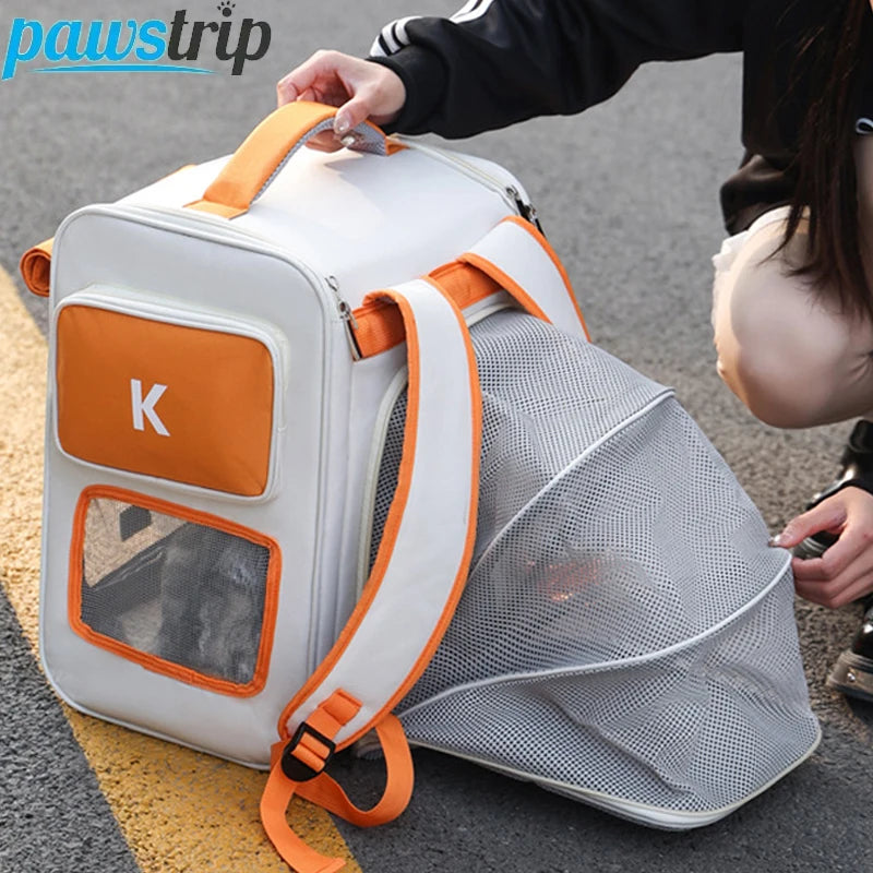 Large Expandable Cat Carrier Backpack – Foldable Breathable Travel Bag
