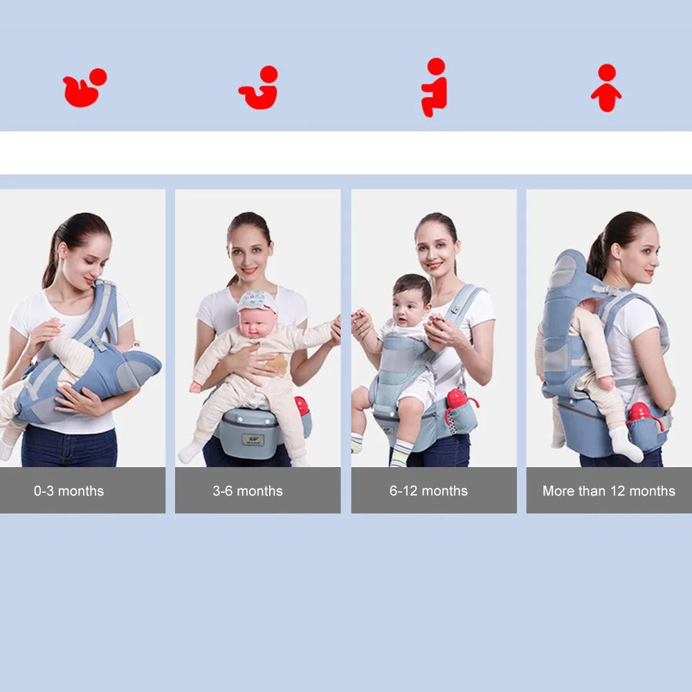 Infant Baby Backpack Carrier- Front & Back Carry Hip Seat