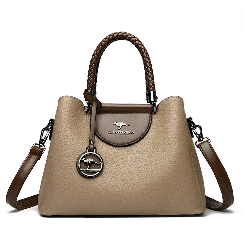Designer-Style Handbag – Multi-Compartment PU Leather
