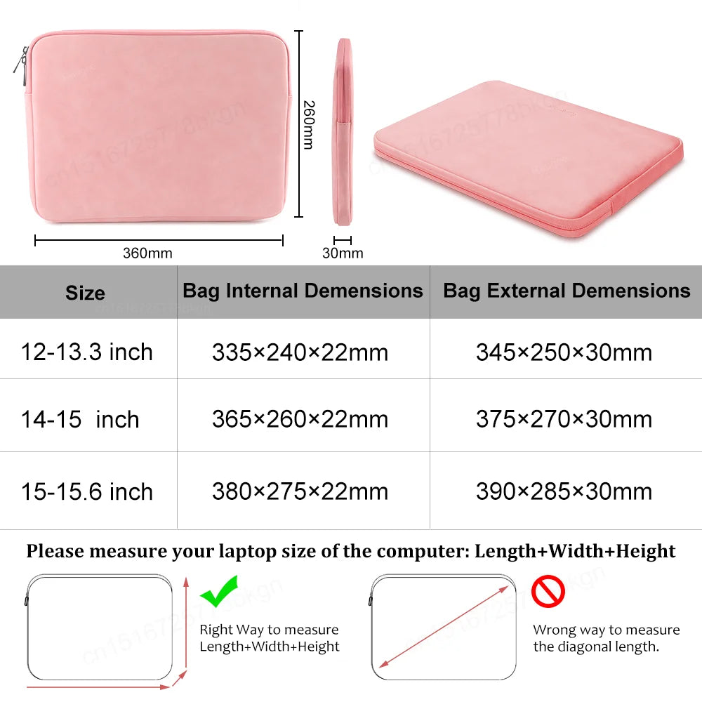 Laptop Sleeve Bag – Portable Protective Cover Case for MacBook Air/Pro, Lenovo, HP, Dell, Asus
