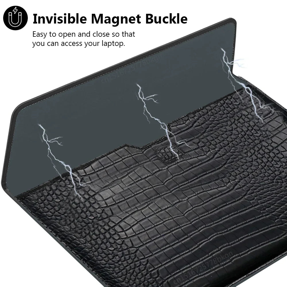 Luxury Leather Laptop Bag– Protective Sleeve for MacBook Air & Pro 13–16 Inch