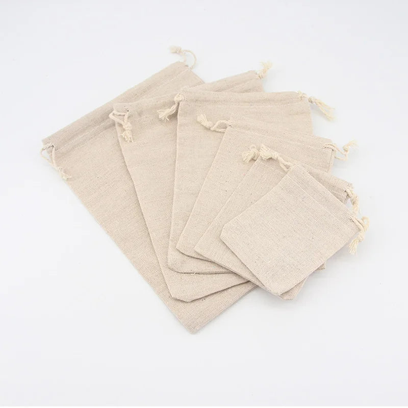 5/10 Pcs Linen Drawstring Gift Bags