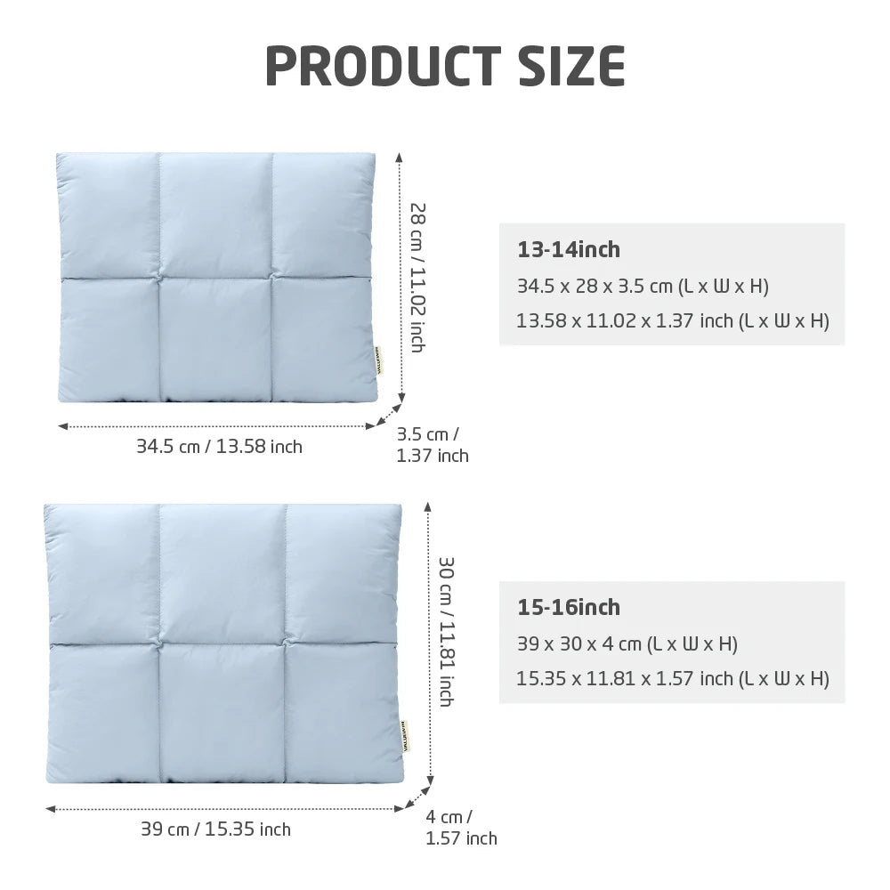 Puffy Quilted Laptop Sleeve 13–14 Inch – Padded Computer Cover Bag