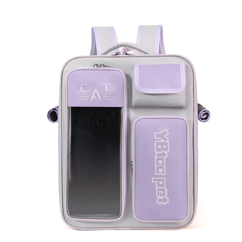 Double-Shoulder Cat Backpack – Transparent Large-Capacity Travel Bag for Cats & Dogs
