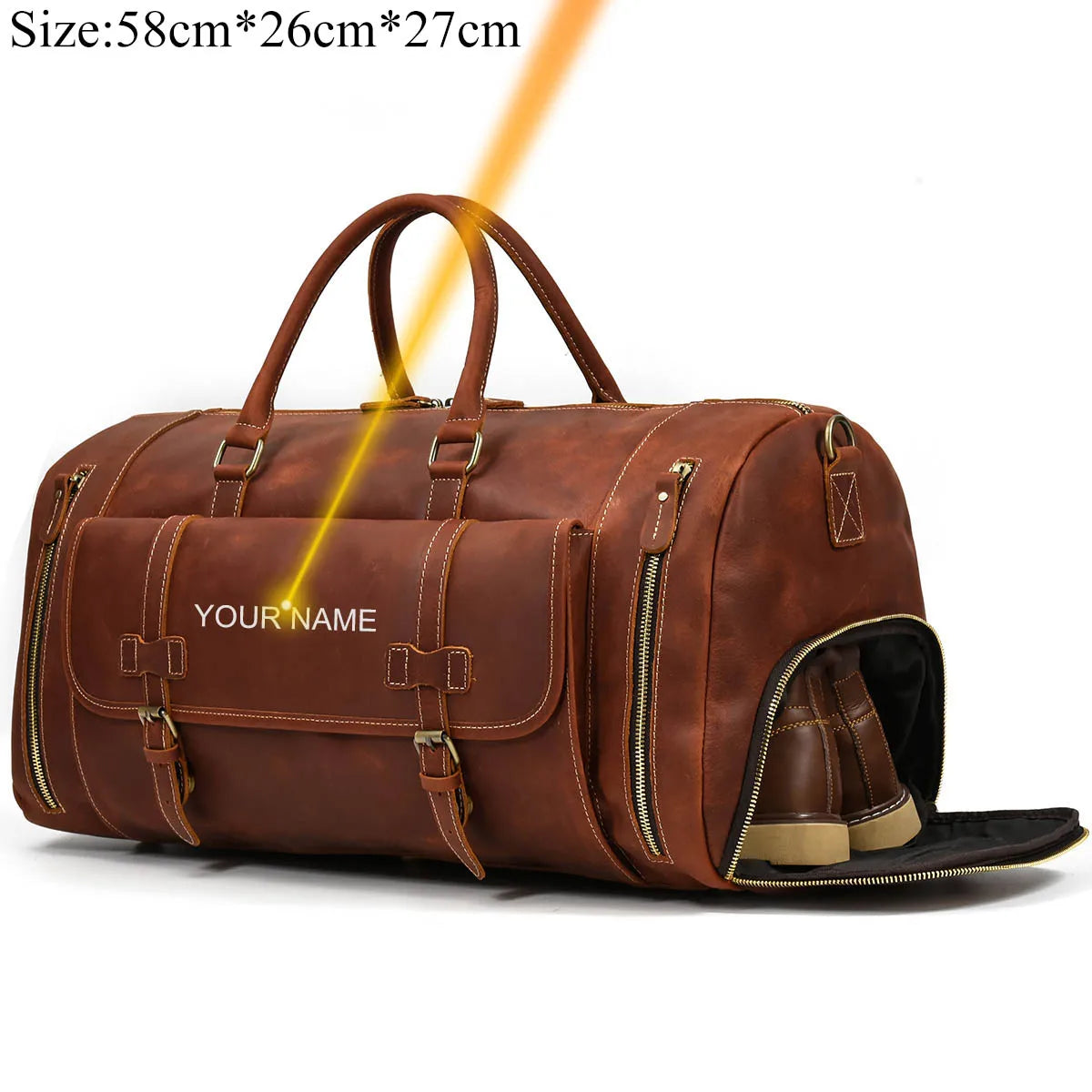 Retro Leather Weekender Bag – Large Travel Duffel Bag