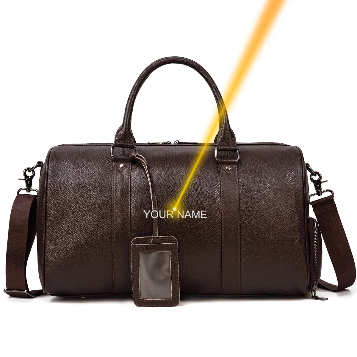 Natural Genuine Leather Travel Duffel Bag