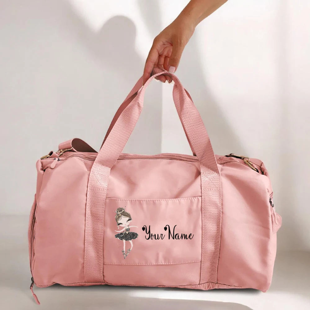 Durable duffle bag for girls with Personalised ballerina design