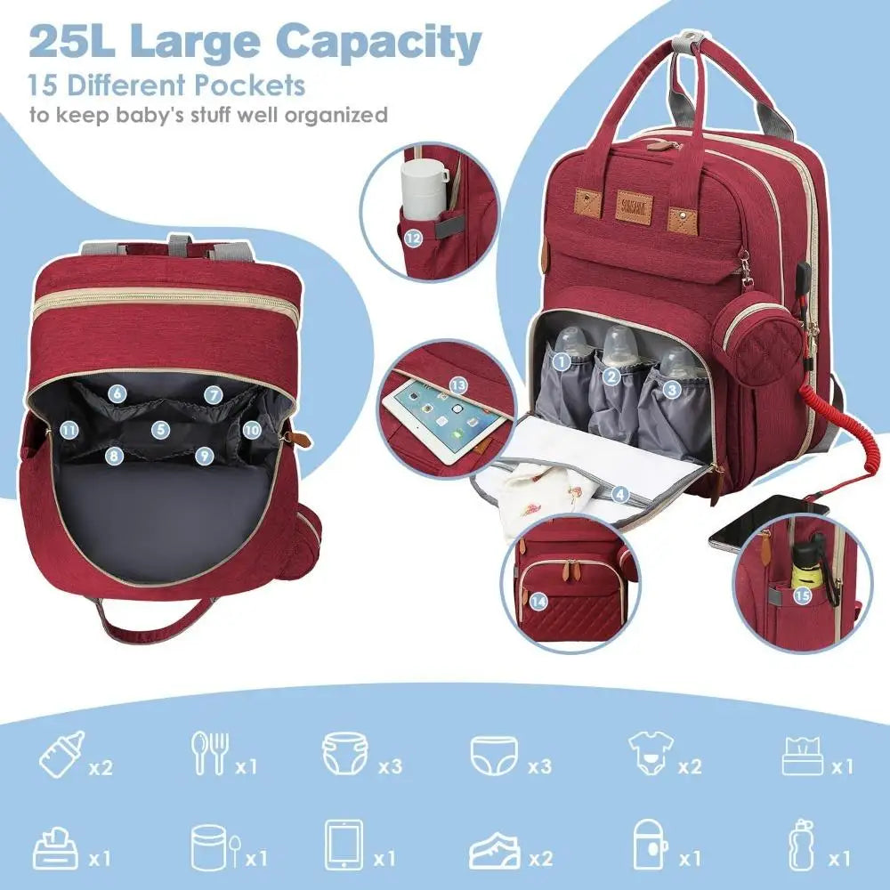 Ergonomic Foldable Diaper Bag – Large Storage Backpack for Baby Essentials