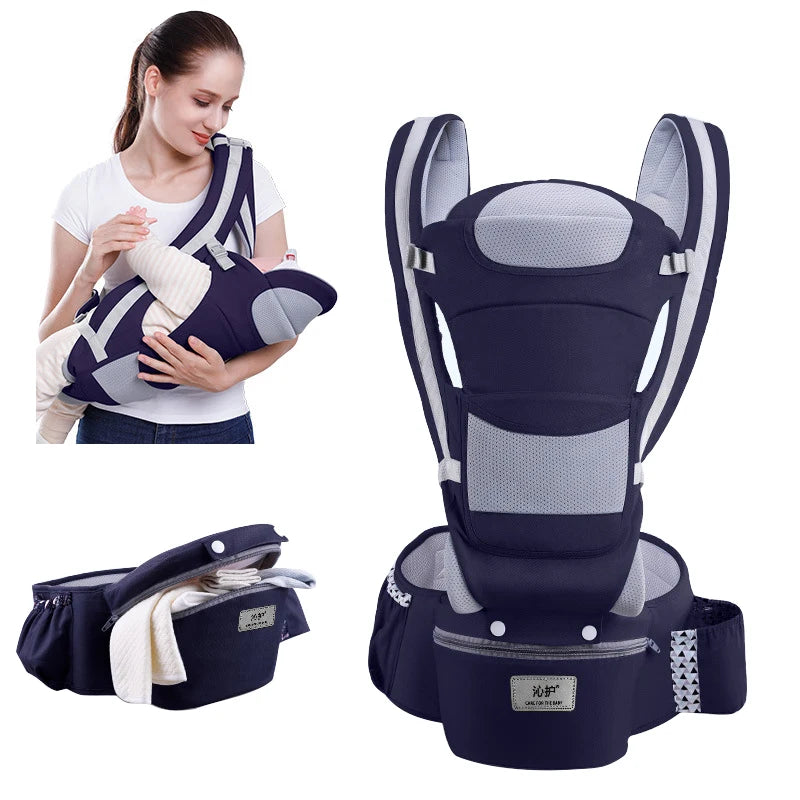 Infant Baby Backpack Carrier- Front & Back Carry Hip Seat