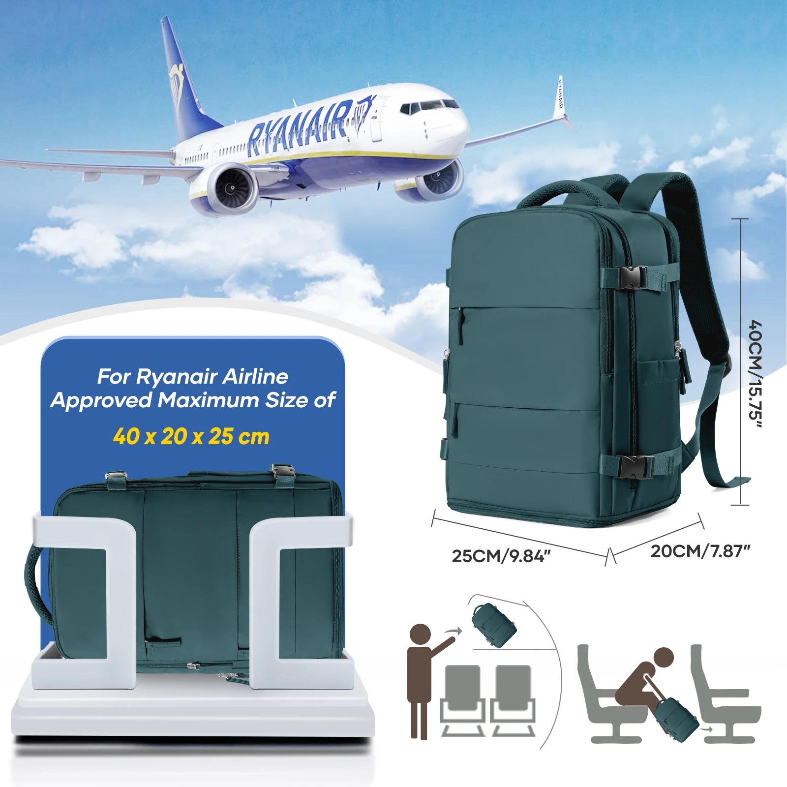 Compact Carry-On Backpack – Cabin Bag with Vacuum Storage