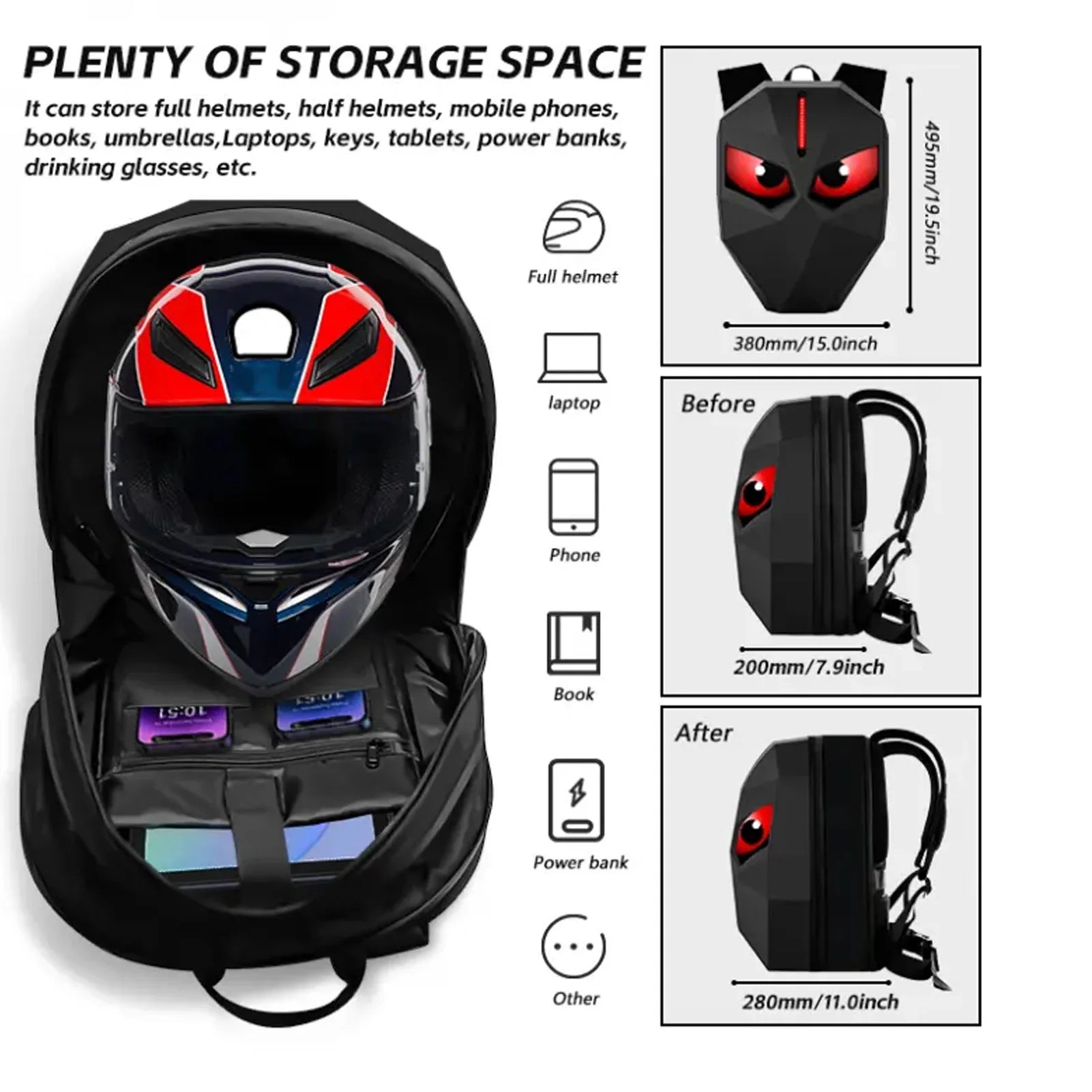 Multifunctional LED Backpack – Hard Shell Waterproof Commuter Bag
