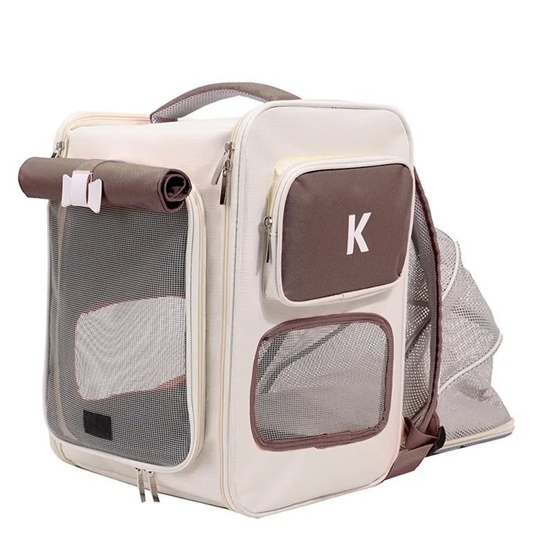 Large Expandable Cat Carrier Backpack – Foldable Breathable Travel Bag